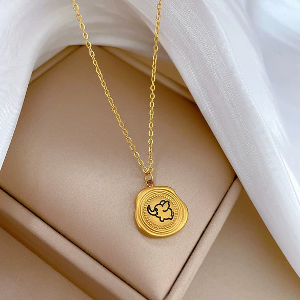 Wholesale Titanium Steel Geometric Style Electroplated Necklace For Women