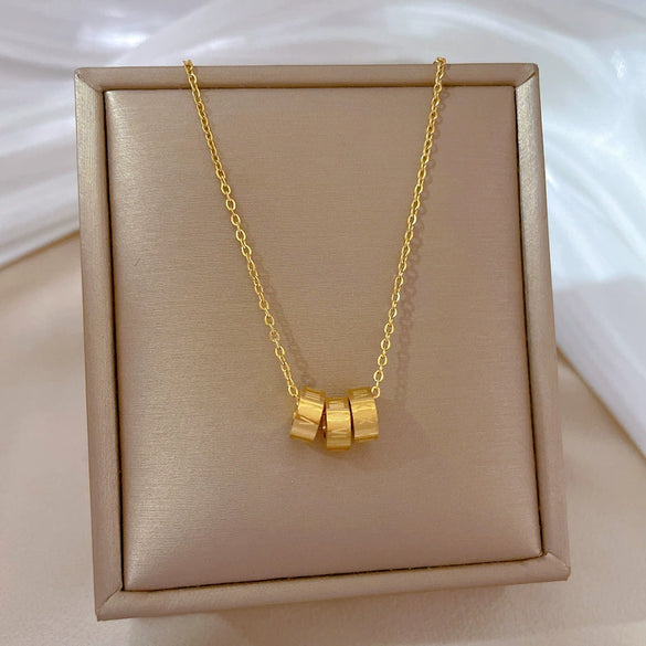 Wholesale Titanium Steel Geometric Style Electroplated Ring And Necklace For Unisex
