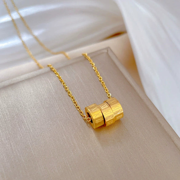 Wholesale Titanium Steel Geometric Style Electroplated Ring And Necklace For Unisex