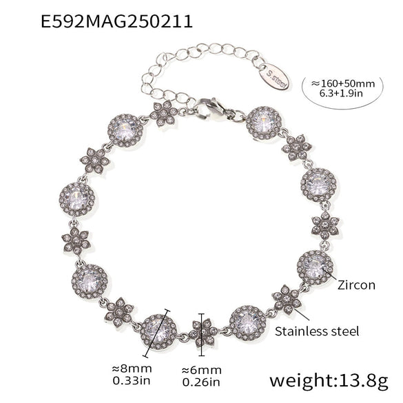 Wholesale Titanium Steel Geometric Style Inlay Zircon Bracelet