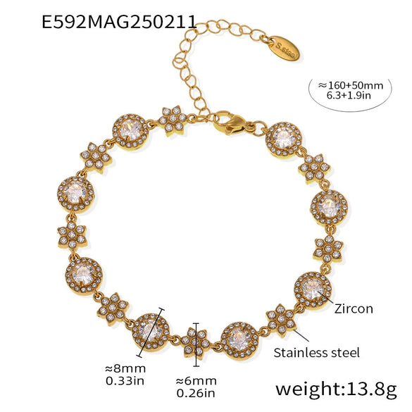 Wholesale Titanium Steel Geometric Style Inlay Zircon Bracelet
