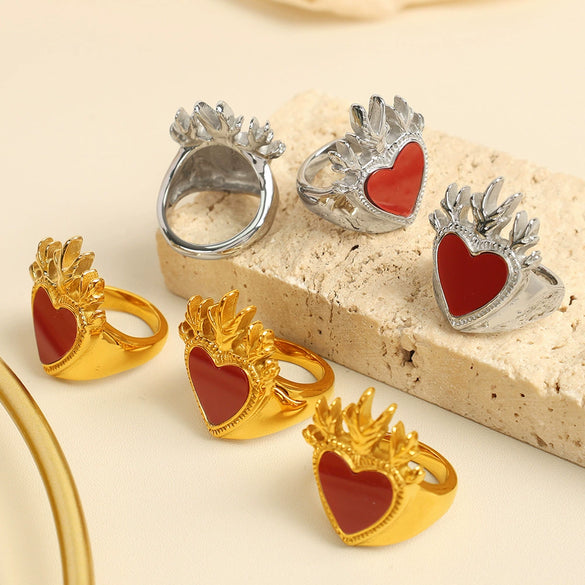Wholesale 316L Stainless Steel Geometric Style Love Ring For Women With Electroplating Process