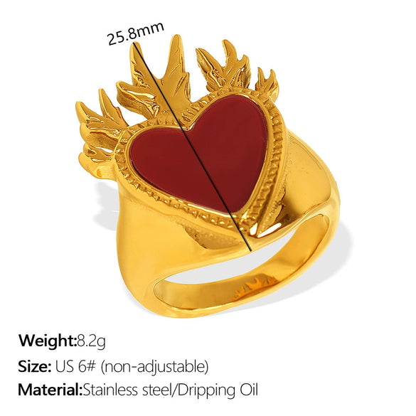Wholesale 316L Stainless Steel Geometric Style Love Ring For Women With Electroplating Process