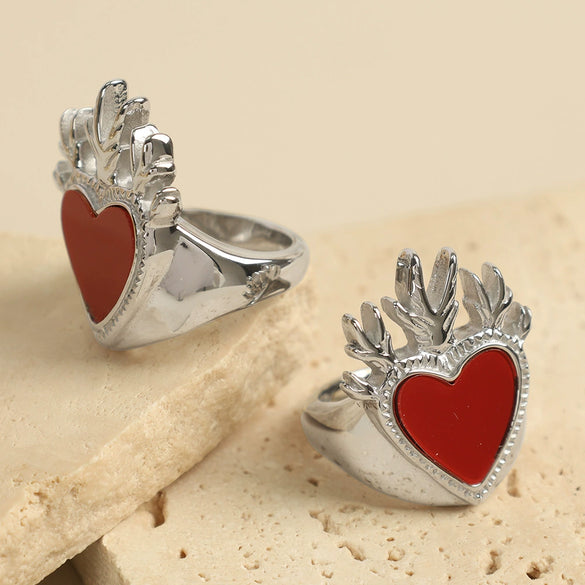 Wholesale 316L Stainless Steel Geometric Style Love Ring For Women With Electroplating Process