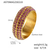 Wholesale 316L Stainless Steel Geometric Style Ring With Four Rows Of Full Diamonds Inlaid With 5A Zircon And Electroplating Treatment For Unisex