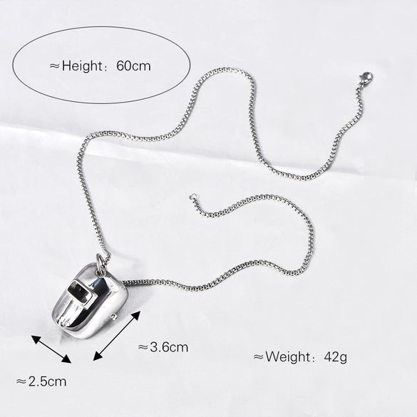 Wholesale Titanium Steel Geometric Style Welding Mask Necklace Pendant With Electroplating For Men And Women