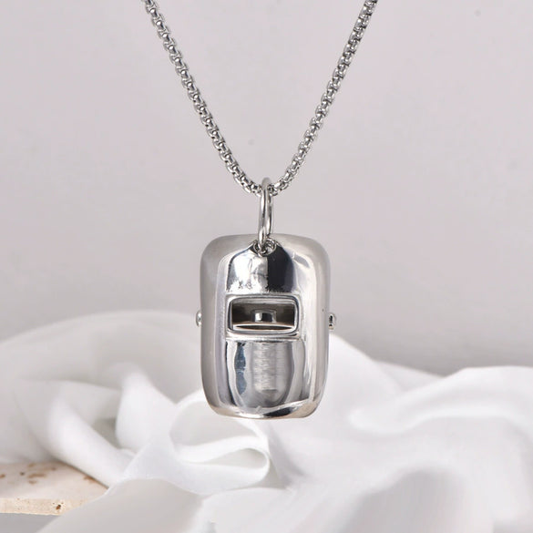 Wholesale Titanium Steel Geometric Style Welding Mask Necklace Pendant With Electroplating For Men And Women