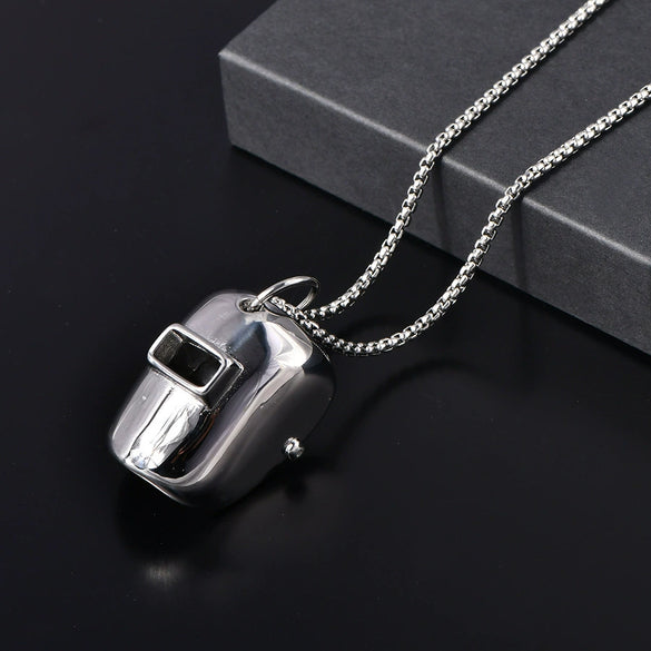 Wholesale Titanium Steel Geometric Style Welding Mask Necklace Pendant With Electroplating For Men And Women