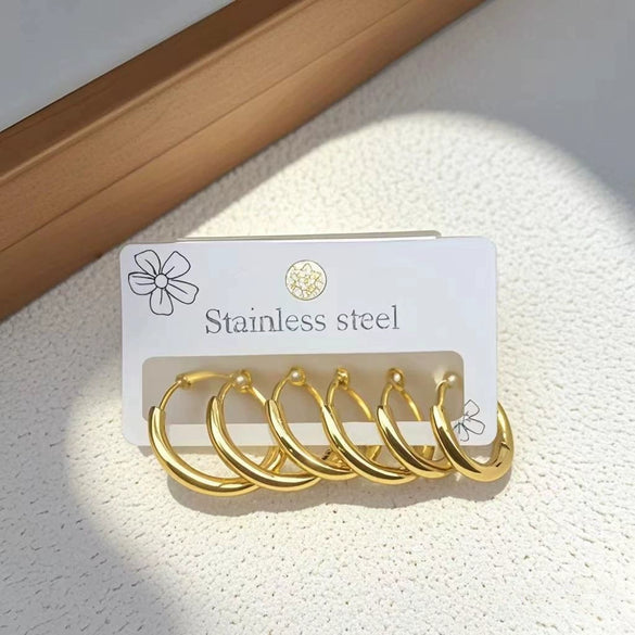 Wholesale Titanium Steel Geometric Style Women's Classic Earrings With Polishing Treatment