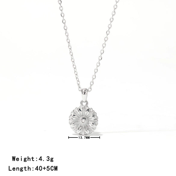 Wholesale Titanium Steel Geometric Sunflower Pendant Necklace With Electroplating O Word Chain For Women Simple Style