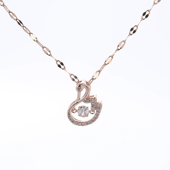 Wholesale Titanium Steel Geometric Swan Necklace With Electroplating For Women
