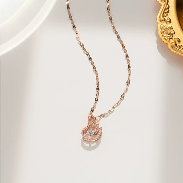 Wholesale Titanium Steel Geometric Swan Necklace With Electroplating For Women
