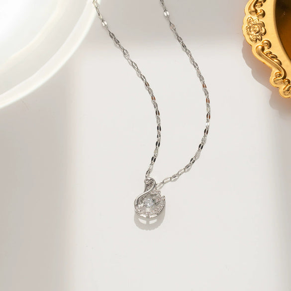 Wholesale Titanium Steel Geometric Swan Necklace With Electroplating For Women