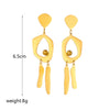 Wholesale Titanium Steel Geometric Tassel Long Pendant Earrings For Women Electroplated