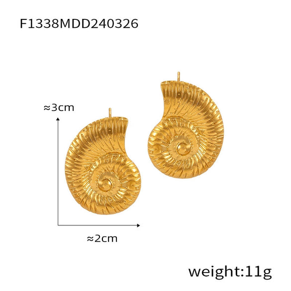 Wholesale 316L Stainless Steel Geometric Texture Electroplated Unisex Earrings