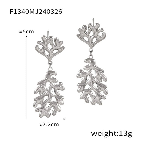 Wholesale 316L Stainless Steel Geometric Texture Electroplated Unisex Earrings