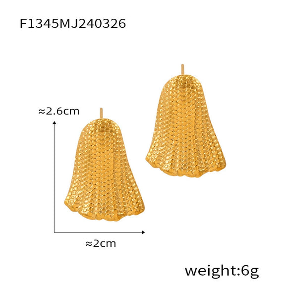 Wholesale 316L Stainless Steel Geometric Texture Electroplated Unisex Earrings
