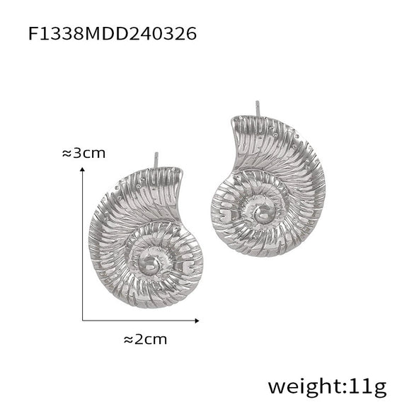 Wholesale 316L Stainless Steel Geometric Texture Electroplated Unisex Earrings
