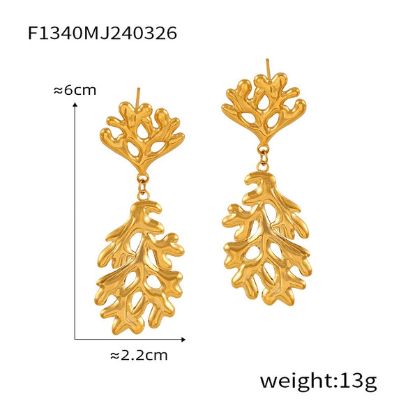 Wholesale 316L Stainless Steel Geometric Texture Electroplated Unisex Earrings
