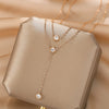 Wholesale Titanium Steel Geometric Three Tassel Double Layer O Chain Necklace For Women Electroplated