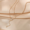 Wholesale Titanium Steel Geometric Three Tassel Double Layer O Chain Necklace For Women Electroplated