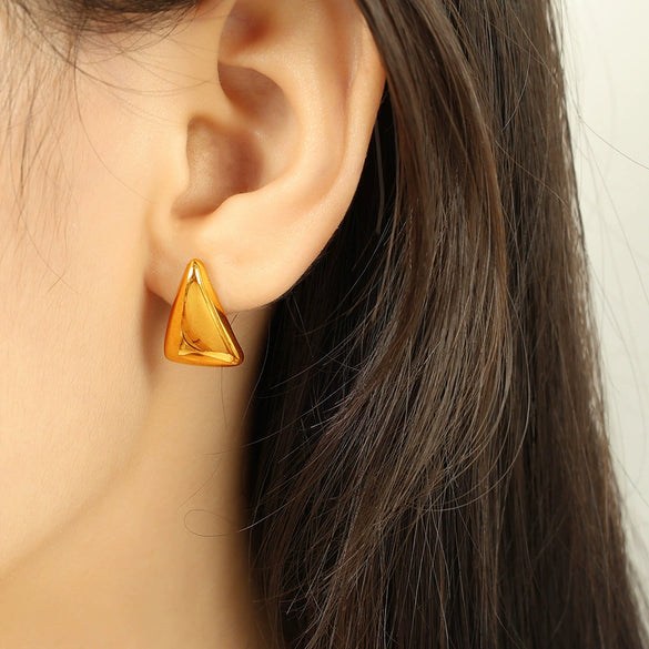 Wholesale 316L Stainless Steel Geometric Triangle Earrings For Women Electroplated Fashion Jewelry