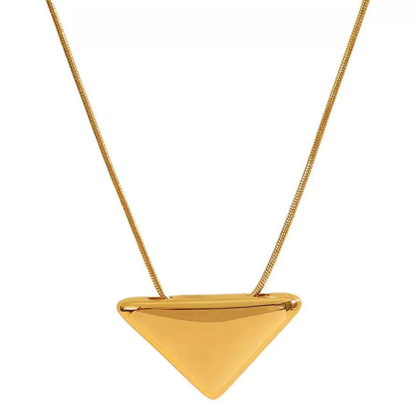 Wholesale 316L Stainless Steel Geometric Triangle Pendant Collarbone Chain Necklace With Electroplating For Women