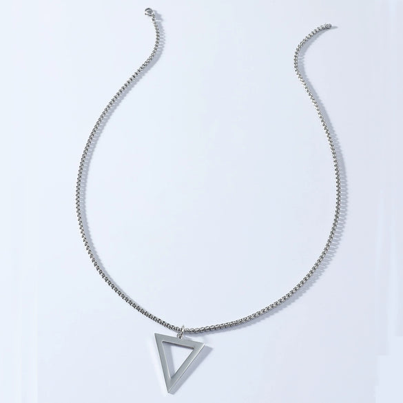 Wholesale Titanium Steel Geometric Triangle Pendant Necklace With Electroplating For Men
