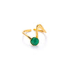 Wholesale Titanium Steel Geometric U Shape Niche Style Ring With 18K Gold Inlaid Natural Stone
