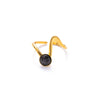 Wholesale Titanium Steel Geometric U Shape Niche Style Ring With 18K Gold Inlaid Natural Stone