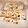 Wholesale Titanium Steel Geometric U Shape Niche Style Ring With 18K Gold Inlaid Natural Stone