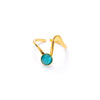 Wholesale Titanium Steel Geometric U Shape Niche Style Ring With 18K Gold Inlaid Natural Stone