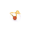 Wholesale Titanium Steel Geometric U Shape Niche Style Ring With 18K Gold Inlaid Natural Stone