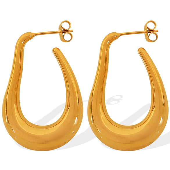 Wholesale 316L Stainless Steel Geometric U Shaped Exaggerated Hollow Earrings For Women With Electroplating Treatment