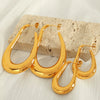 Wholesale 316L Stainless Steel Geometric U Shaped Exaggerated Hollow Earrings For Women With Electroplating Treatment