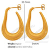 Wholesale 316L Stainless Steel Geometric U Shaped Exaggerated Hollow Earrings For Women With Electroplating Treatment