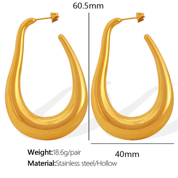 Wholesale 316L Stainless Steel Geometric U Shaped Exaggerated Hollow Earrings For Women With Electroplating Treatment