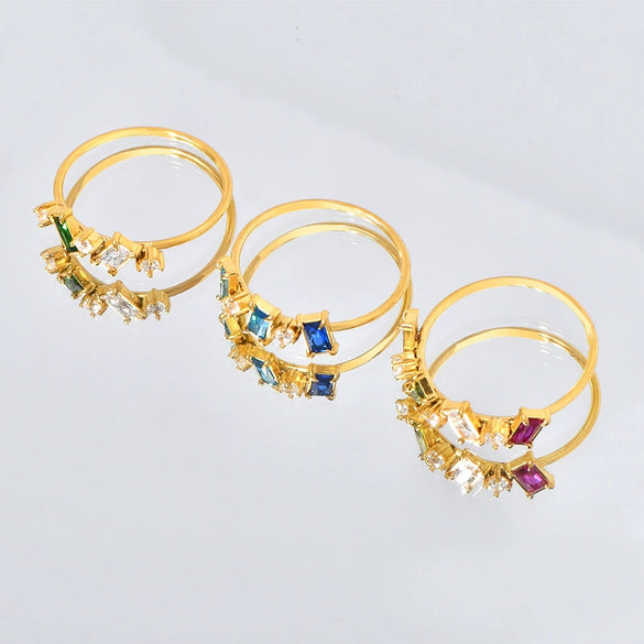 Wholesale Titanium Steel Geometric Ushape Diamond Ring For Women