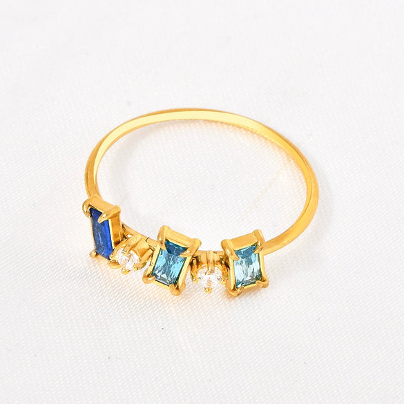 Wholesale Titanium Steel Geometric Ushape Diamond Ring For Women
