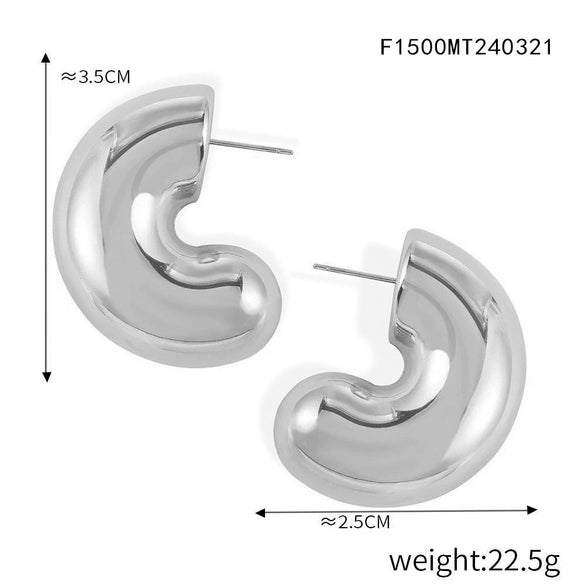 Wholesale Titanium Steel Geometric Ushaped And Cshaped Electroplated Earrings For Women