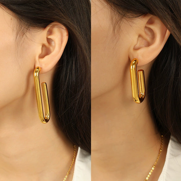 Wholesale 316L Stainless Steel Geometric Ushaped Vintage Electroplated Earrings For Women