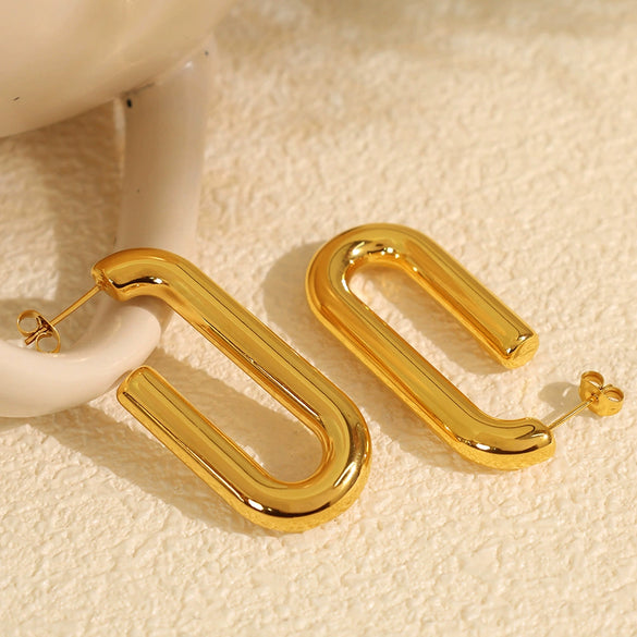 Wholesale 316L Stainless Steel Geometric Ushaped Vintage Electroplated Earrings For Women