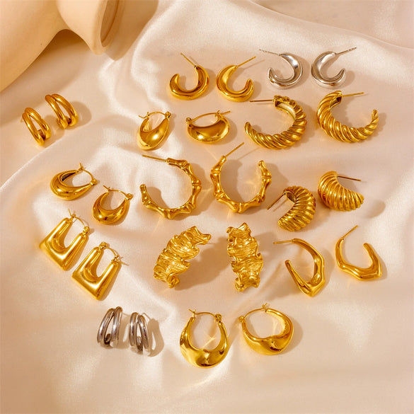 Wholesale Titanium Steel Geometric Vacuum Furnace Electroplating Earrings For Women