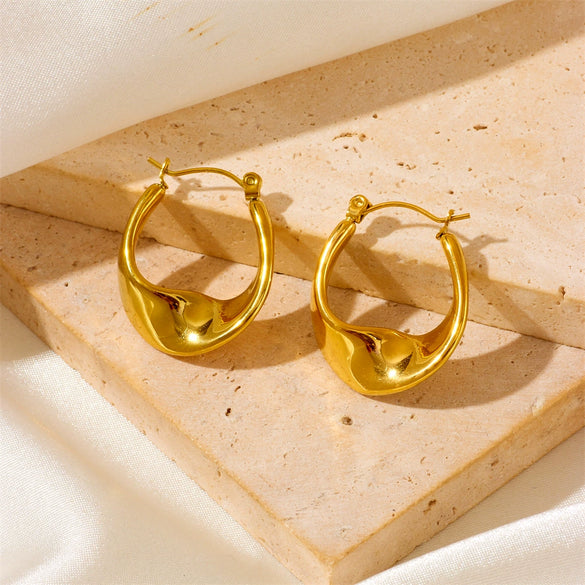 Wholesale Titanium Steel Geometric Vacuum Furnace Electroplating Earrings For Women