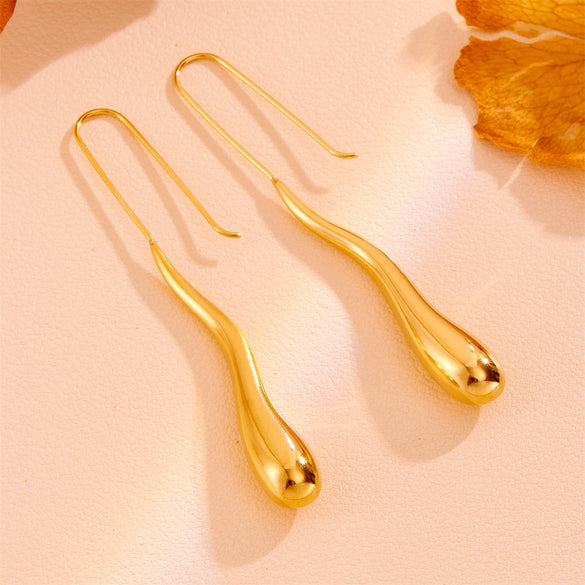 Wholesale Titanium Steel Geometric Water Drop Earrings Retro Style