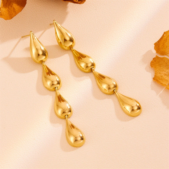 Wholesale Titanium Steel Geometric Water Drop Earrings Retro Style