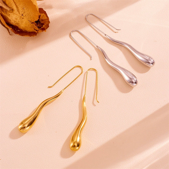 Wholesale Titanium Steel Geometric Water Drop Earrings Retro Style