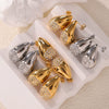 Wholesale 316L Stainless Steel Geometric Water Drop Shape Diamond Design Gold Plated Women's Earrings