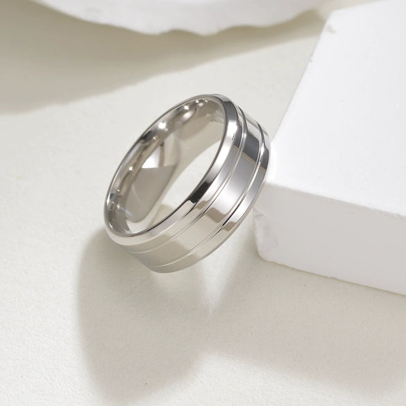 Wholesale Titanium Steel Geometric Wedding Ring For Men And Women With Electroplating Treatment Simple And Elegant Style