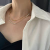 Wholesale Titanium Steel Geometric Women's Double Layer Stacked Clavicle Necklace With Electroplating Design